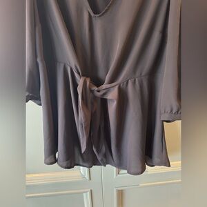 Torrid Black Tie-Front Blouse